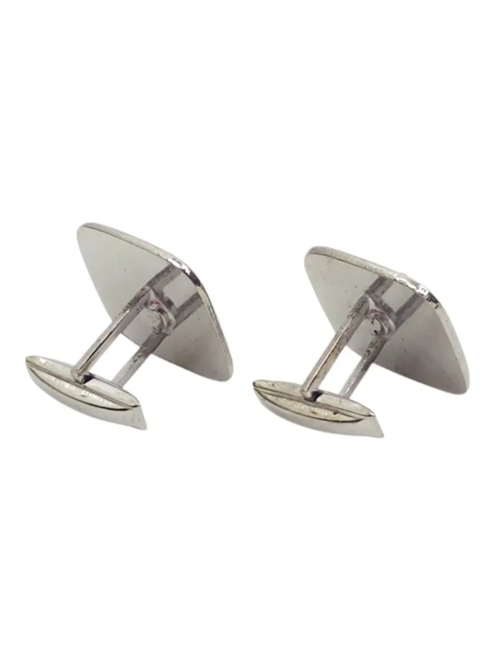 Stag Checkerboard Cufflinks Vintage Mid Century Silver Tone Retro Mens Geometric